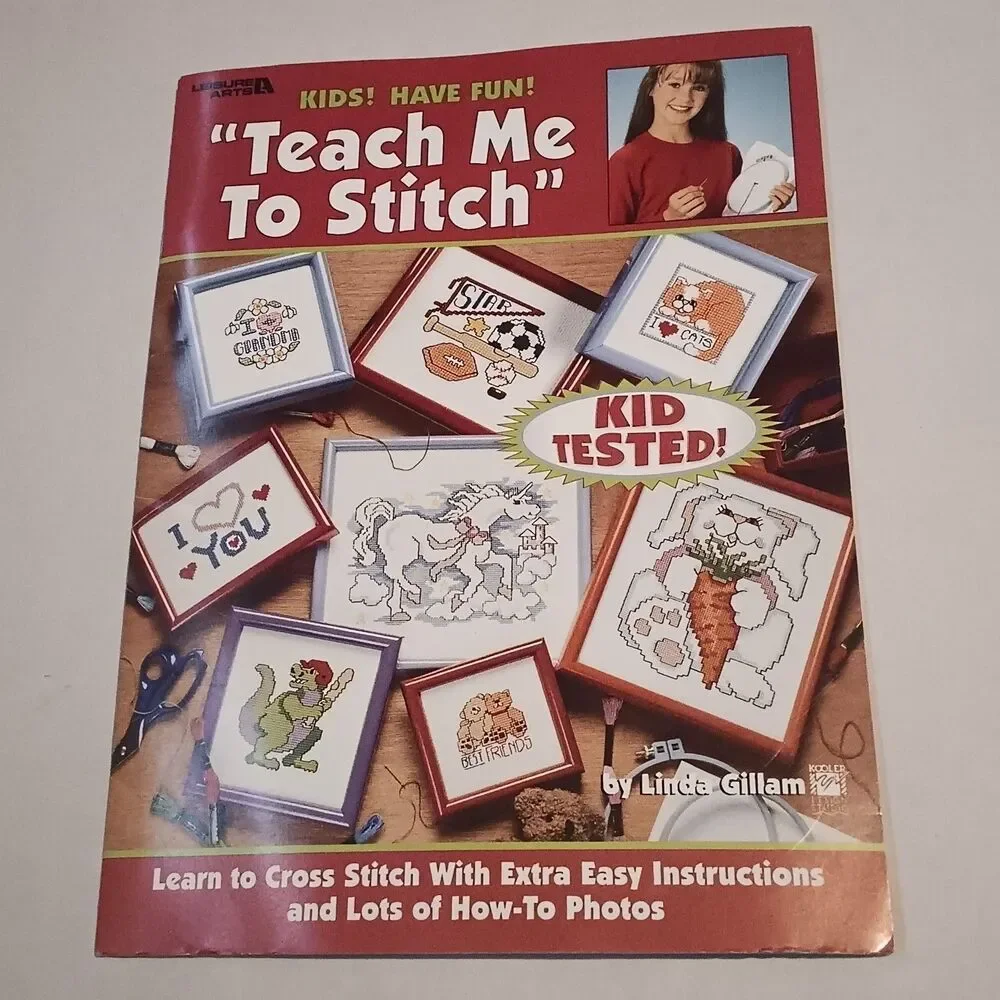 Leisure Arts Kids Have Fun: Teach Me To Stitch Cross Stitch Book-1994-15 Designs